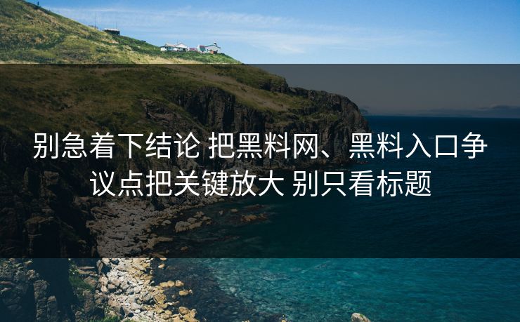 别急着下结论 把黑料网、黑料入口争议点把关键放大 别只看标题