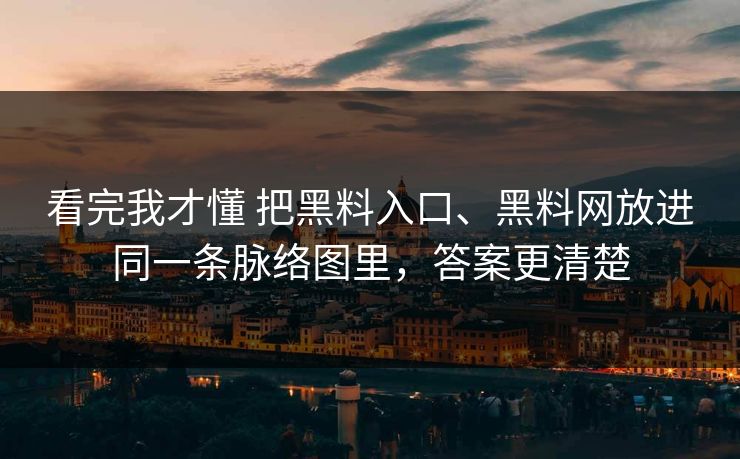 看完我才懂 把黑料入口、黑料网放进同一条脉络图里，答案更清楚