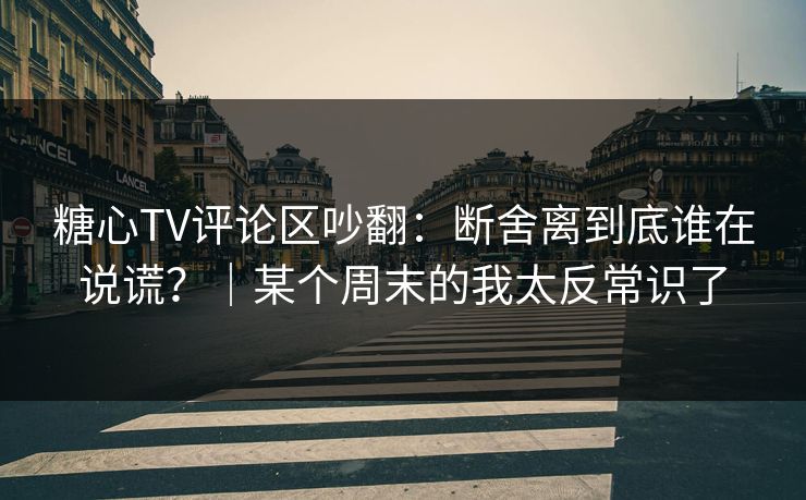 糖心TV评论区吵翻：断舍离到底谁在说谎？｜某个周末的我太反常识了