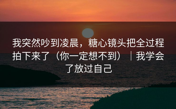 我突然吵到凌晨，糖心镜头把全过程拍下来了（你一定想不到）｜我学会了放过自己