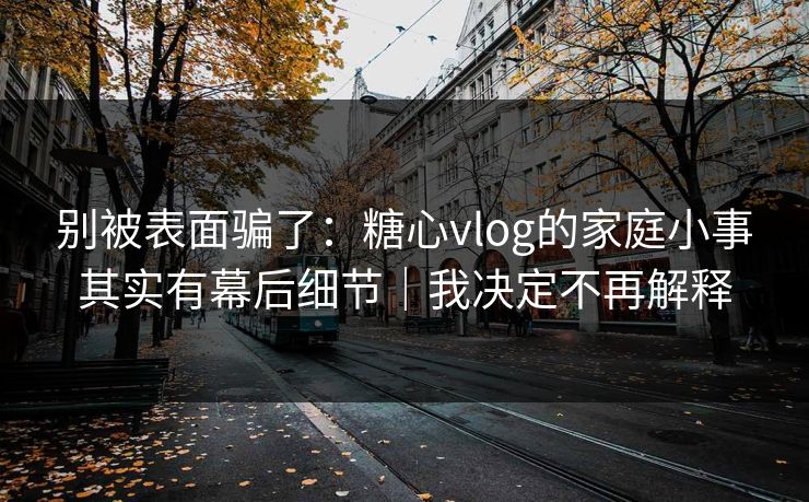 别被表面骗了：糖心vlog的家庭小事其实有幕后细节｜我决定不再解释
