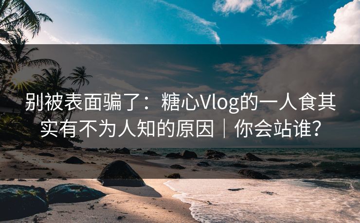 别被表面骗了：糖心Vlog的一人食其实有不为人知的原因｜你会站谁？  第1张