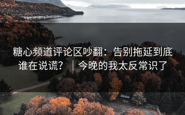 糖心频道评论区吵翻：告别拖延到底谁在说谎？｜今晚的我太反常识了