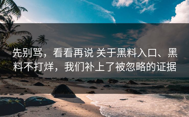先别骂，看看再说 关于黑料入口、黑料不打烊，我们补上了被忽略的证据