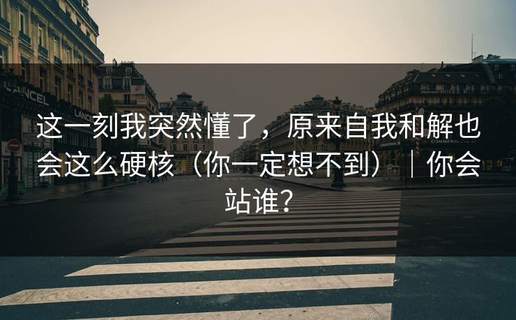 这一刻我突然懂了，原来自我和解也会这么硬核（你一定想不到）｜你会站谁？