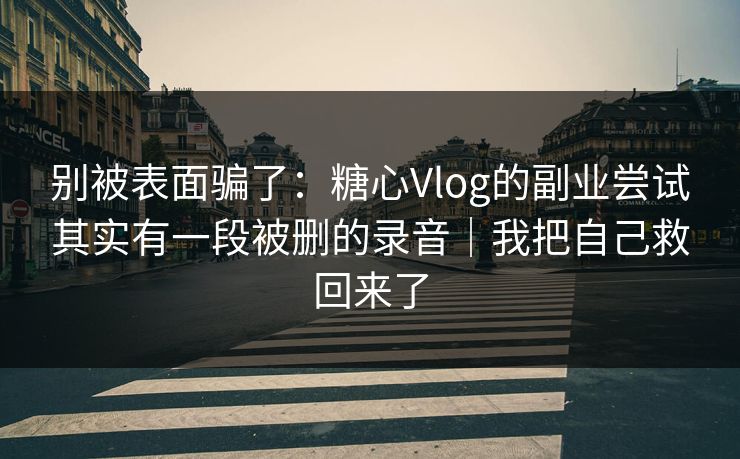 别被表面骗了：糖心Vlog的副业尝试其实有一段被删的录音｜我把自己救回来了