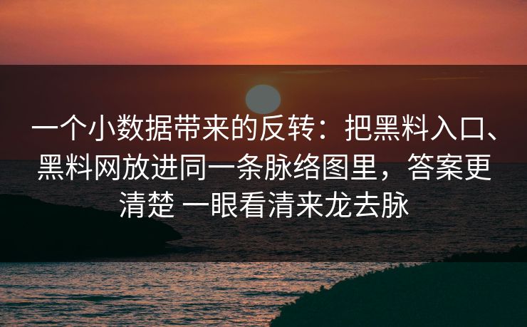 一个小数据带来的反转：把黑料入口、黑料网放进同一条脉络图里，答案更清楚 一眼看清来龙去脉