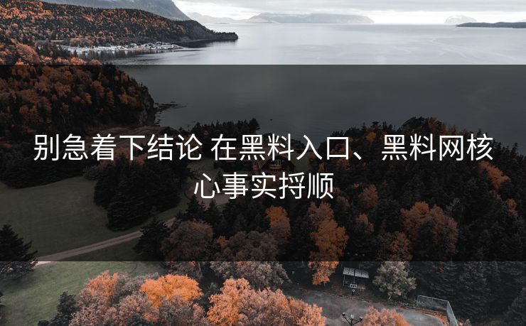 别急着下结论 在黑料入口、黑料网核心事实捋顺