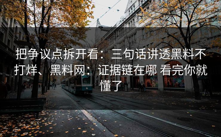 把争议点拆开看：三句话讲透黑料不打烊、黑料网：证据链在哪 看完你就懂了