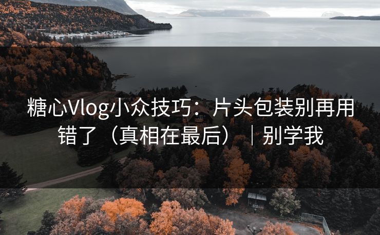 糖心Vlog小众技巧：片头包装别再用错了（真相在最后）｜别学我