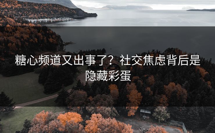 糖心频道又出事了？社交焦虑背后是隐藏彩蛋