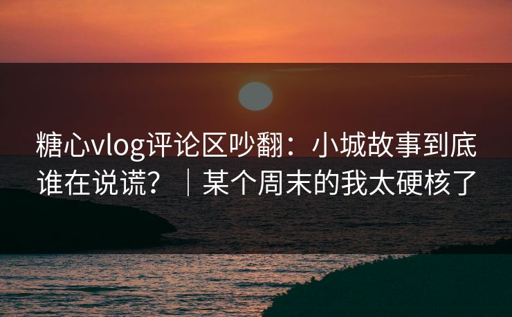 糖心vlog评论区吵翻：小城故事到底谁在说谎？｜某个周末的我太硬核了