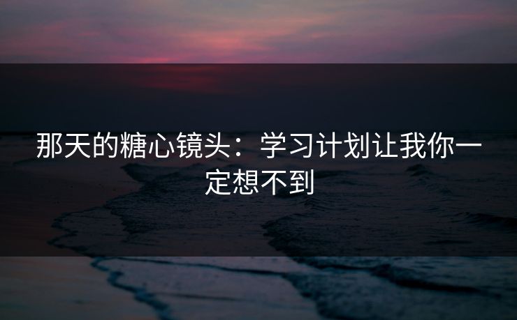 那天的糖心镜头：学习计划让我你一定想不到