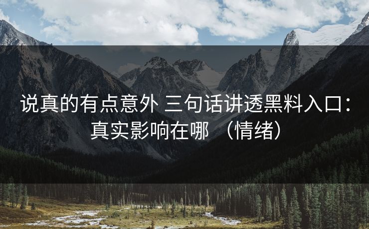 说真的有点意外 三句话讲透黑料入口：真实影响在哪 （情绪）