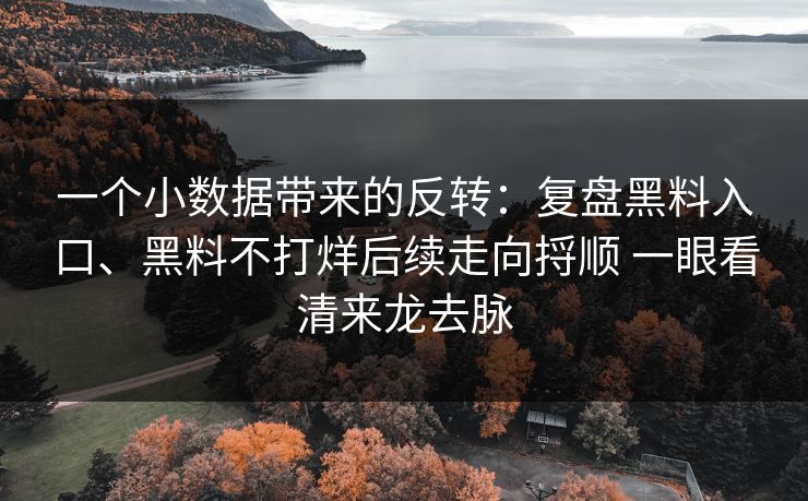 一个小数据带来的反转：复盘黑料入口、黑料不打烊后续走向捋顺 一眼看清来龙去脉