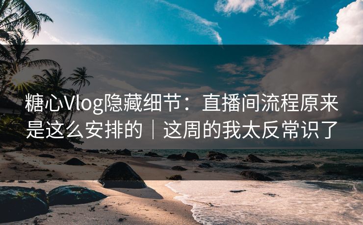 糖心Vlog隐藏细节：直播间流程原来是这么安排的｜这周的我太反常识了