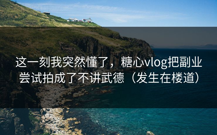 这一刻我突然懂了，糖心vlog把副业尝试拍成了不讲武德（发生在楼道）