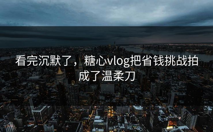 看完沉默了，糖心vlog把省钱挑战拍成了温柔刀