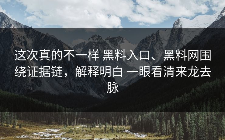 这次真的不一样 黑料入口、黑料网围绕证据链，解释明白 一眼看清来龙去脉